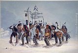 George Catlin Famous Paintings - Snow-Shoe Dance